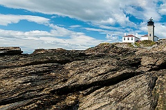 Beavertail Lighthouse Over Unique Rock Formations